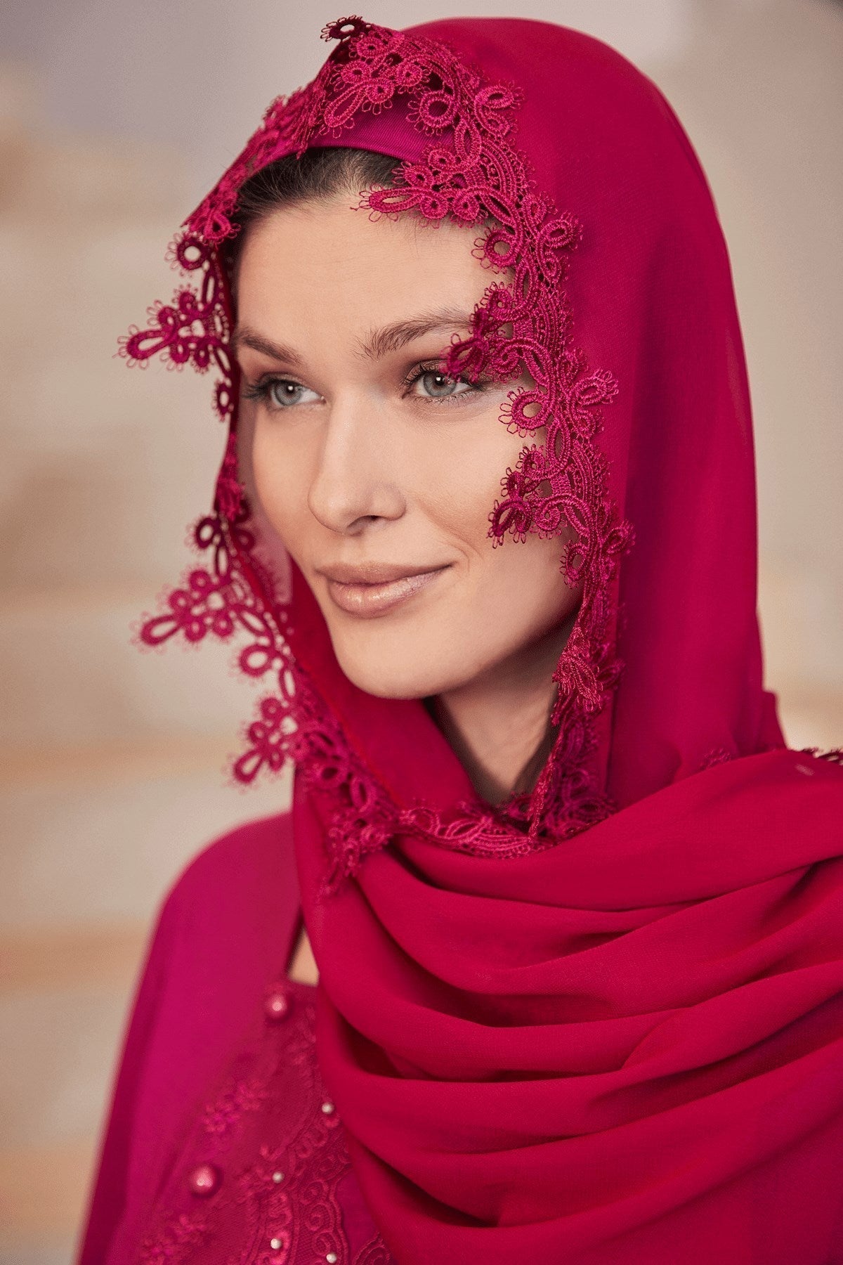 Fuchsia Chiffon Scarf - C0026
