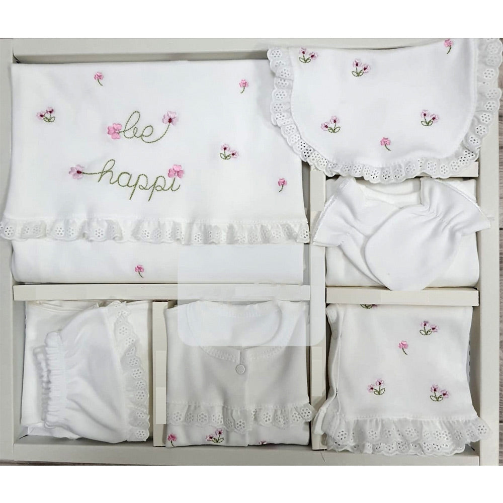 Flowery Themed 10-Piece Newborn Welcome Set Baby Girls Ecru (0-3 Months) - G024.6633