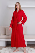 Lace Detailed Maternity Robe Claret Red - Z0820
