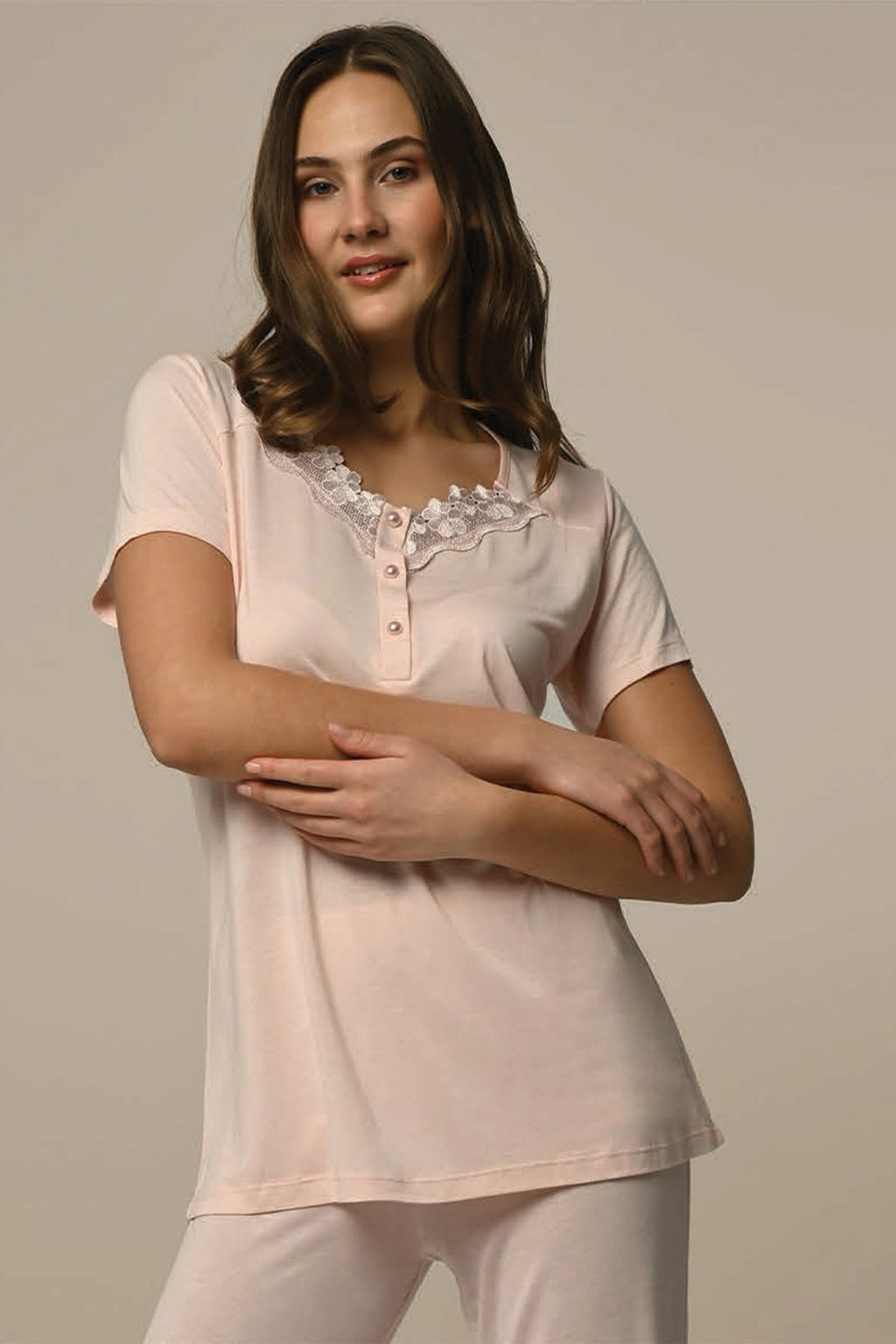 Lace Edge 3-Piece Maternity Feeding-Friendly Pajama & Robe Set - N24319