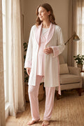 طقم بيجامة للحوامل والرضاعة ورداء جاكار مكون من 3 قطع من Pink Lacy وردي - 1000