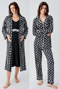 Lacy Patterned 4-Piece Maternity Feeding-Friendly Set Black - S101101
