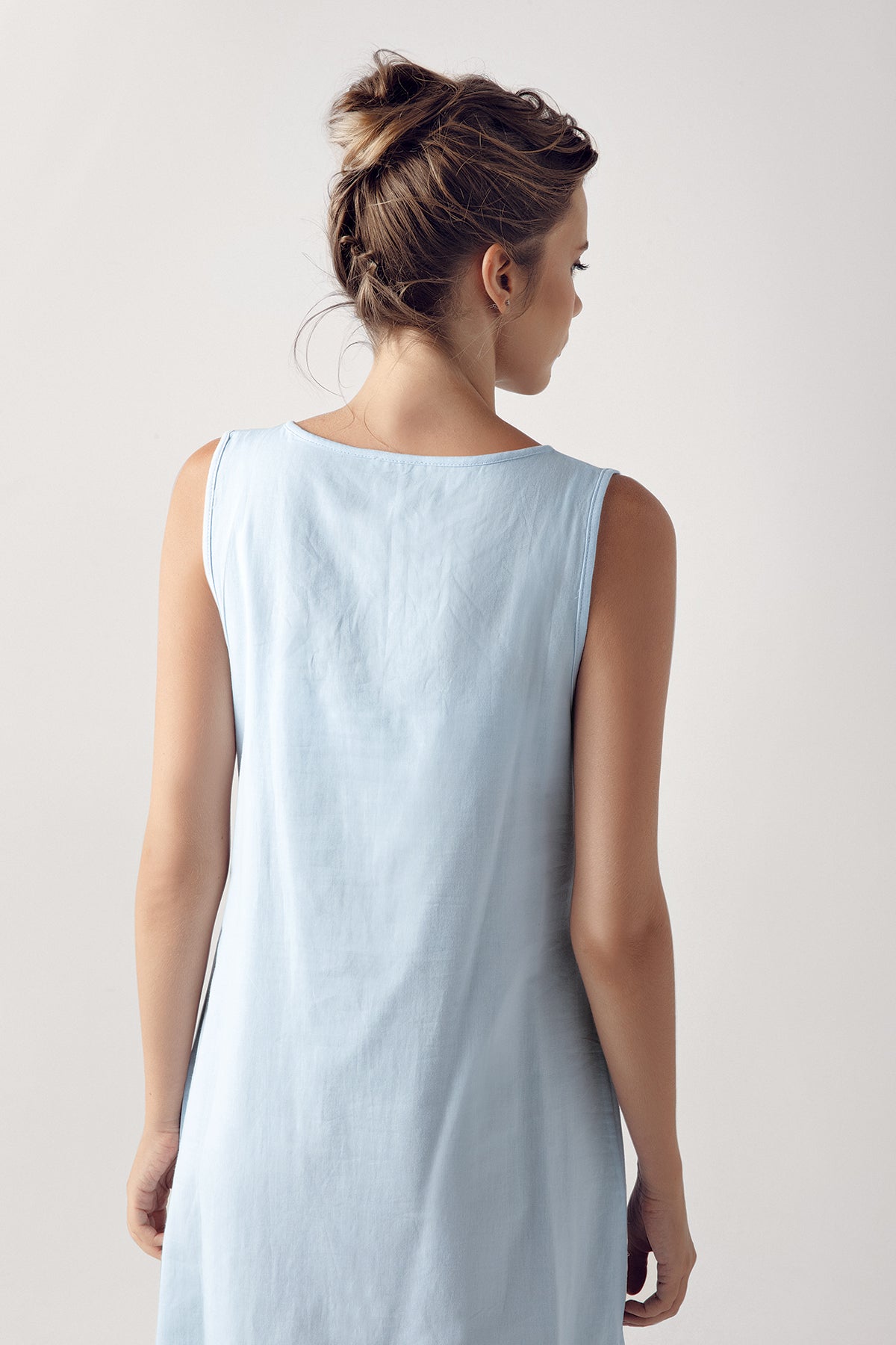 Cotton Weaving Maternity Feeding-Friendly Nightgown & Robe Set Blue - S10402