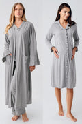 Ruffled Cotton Flywheel Arm 4-Piece Maternity Feeding-Friendly Set Grey - S112112