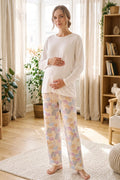 Soft Patterned Maternity Feeding-Friendly Pajama Set Mustard - Z1181