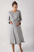 Double Breasted Maternity Feeding-Friendly Nightgown Grey - S13112