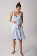 Strappy Maternity Feeding-Friendly Nightgown Blue - S13127