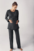 Double Breasted Maternity Feeding-Friendly Pajama Set Anthracite - S13201