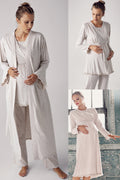 Double Breasted 4-Piece Maternity Feeding-Friendly Set Beige - S300112