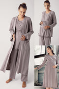 Double Breasted 4-Piece Maternity Feeding-Friendly Set Coffee - S300112