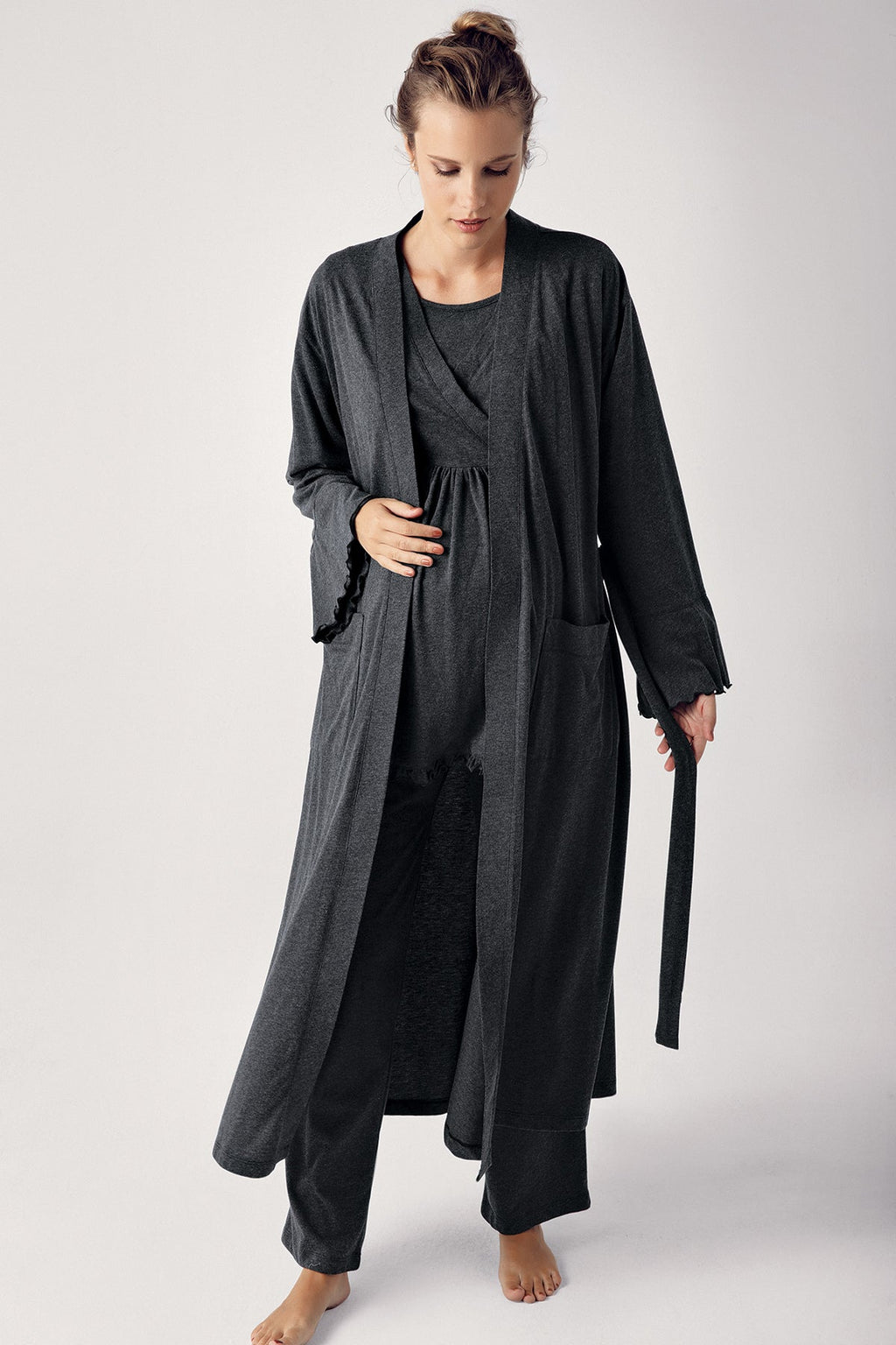 Double Breasted 4-Piece Maternity Feeding-Friendly Set Anthracite - S300112