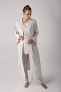 Double Breasted 3-Piece Maternity Feeding-Friendly Pajama & Robe Set Beige - S13300