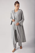 Double Breasted 3-Piece Maternity Feeding-Friendly Pajama & Robe Set Grey - S13300
