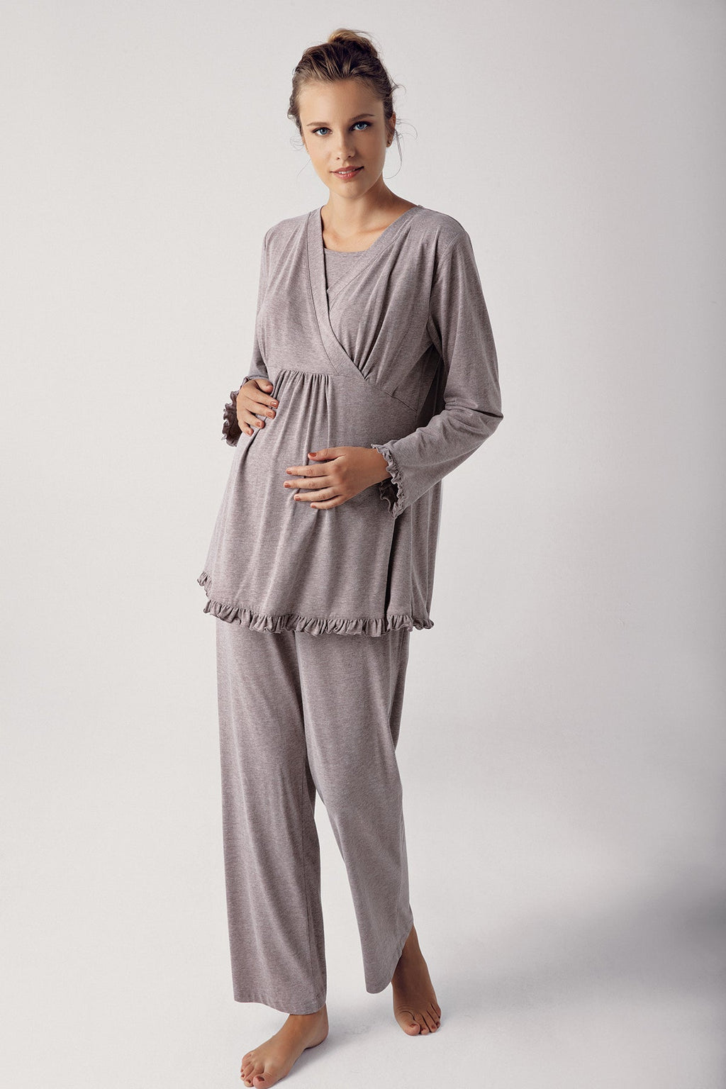 Double Breasted 4-Piece Maternity Feeding-Friendly Set Coffee - S300112