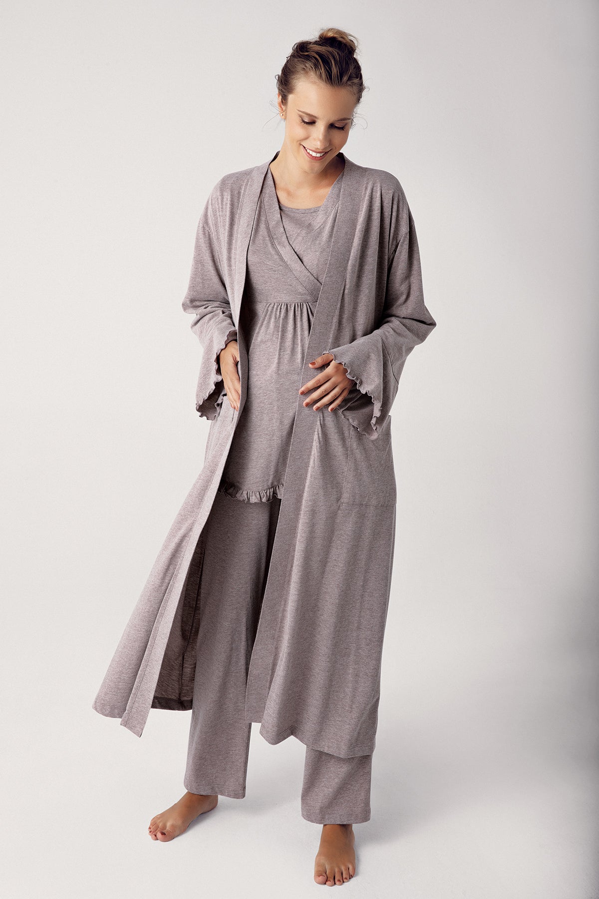 Double Breasted 4-Piece Maternity Feeding-Friendly Set Coffee - S300112
