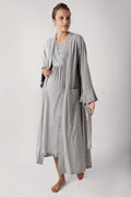 Double Breasted Maternity Feeding-Friendly Nightgown & Robe Set Grey - S13400