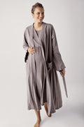 Double Breasted Maternity Feeding-Friendly Nightgown & Robe Set Coffee - S13400