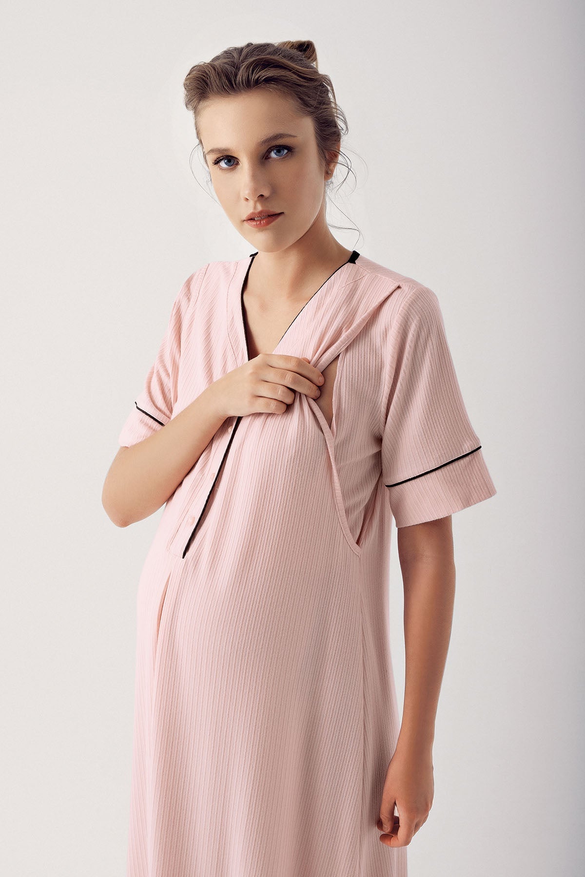 Double Breastfeeding 4-Piece Maternity Feeding-Friendly Set Pink - S406209