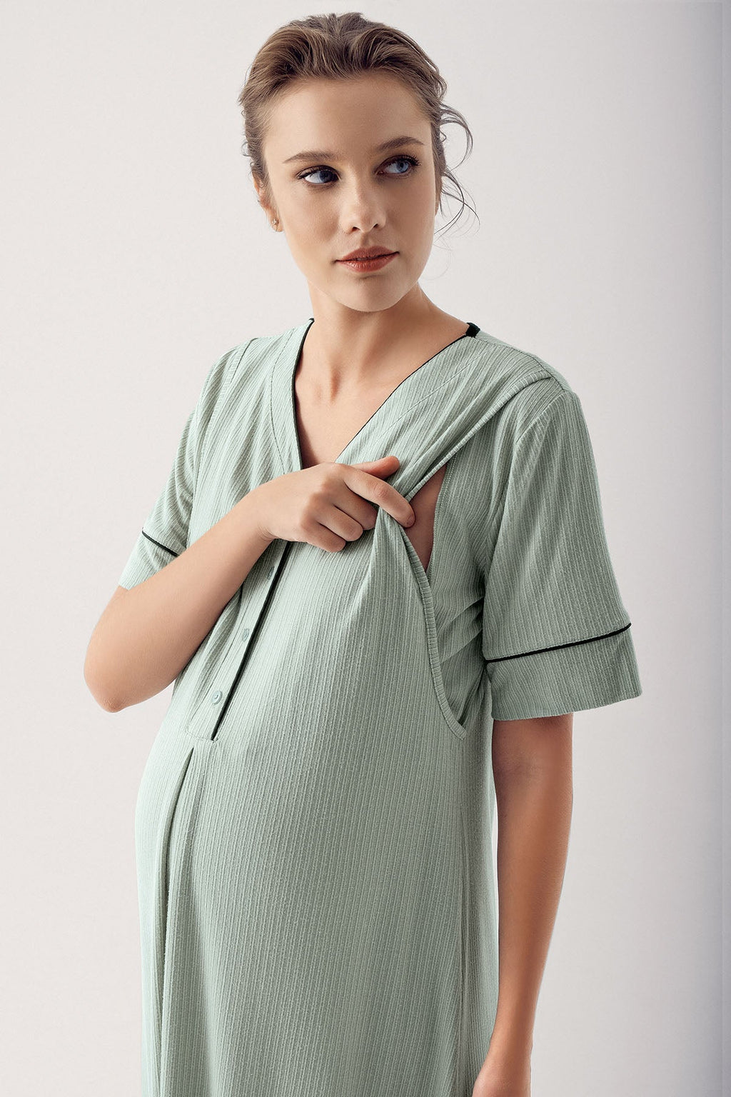 Double Breastfeeding 4-Piece Maternity Feeding-Friendly Set Green - S406209