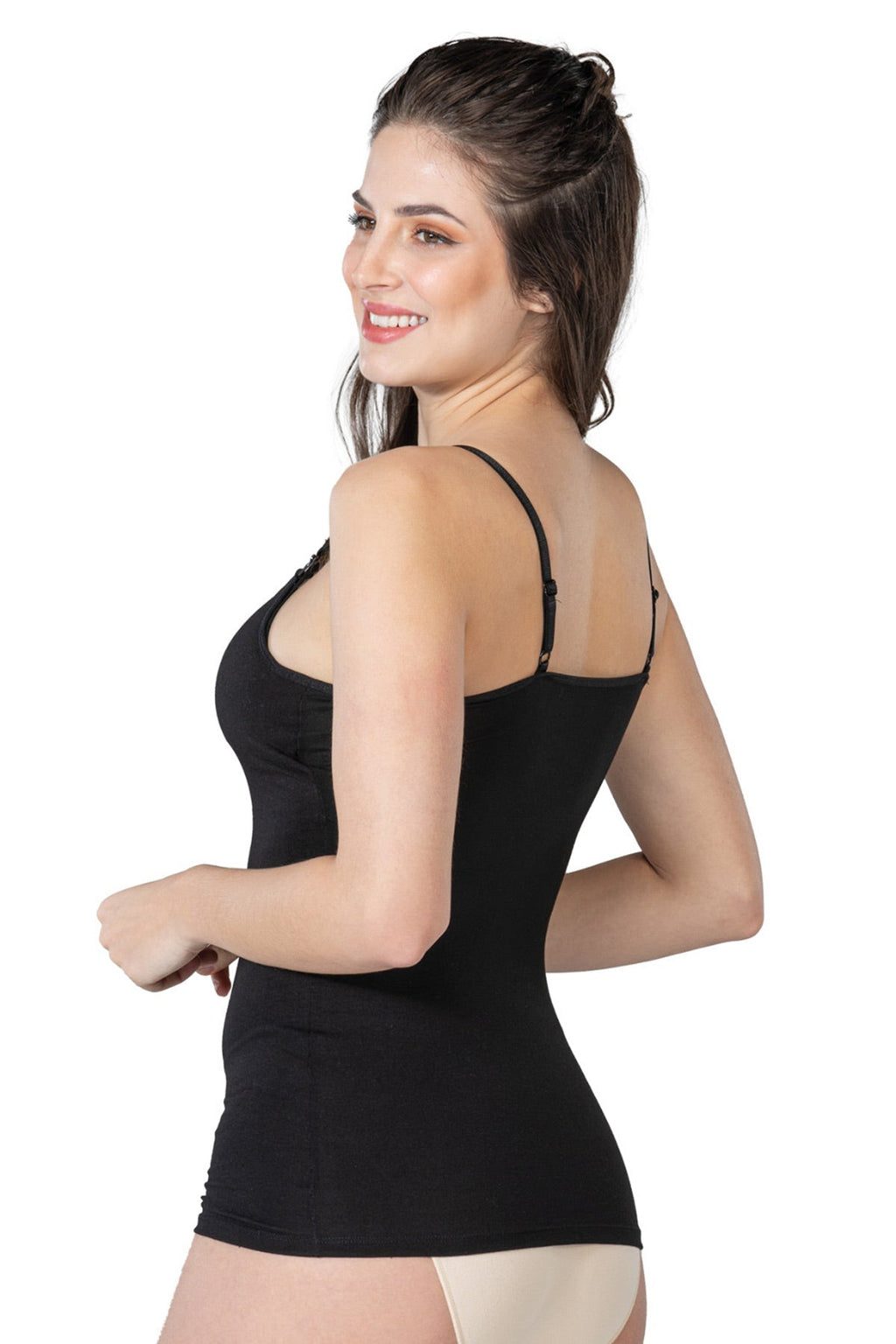 Padded Modal Cotton Nursing Camisole Tank Top Curvy-Friendly Black - 1413