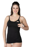 Wrap-Panel Modal Nursing Camisole Tank Top Soft & Curvy-Friendly Black - 1414
