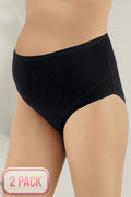 2-Pack Over-Bump Full Coverage Cotton Maternity Panties & Briefs Bump Support Panel Black - 142