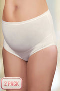 2-Pack Over-Bump Full Coverage Cotton Maternity Panties & Briefs Bump Support Panel White - 142