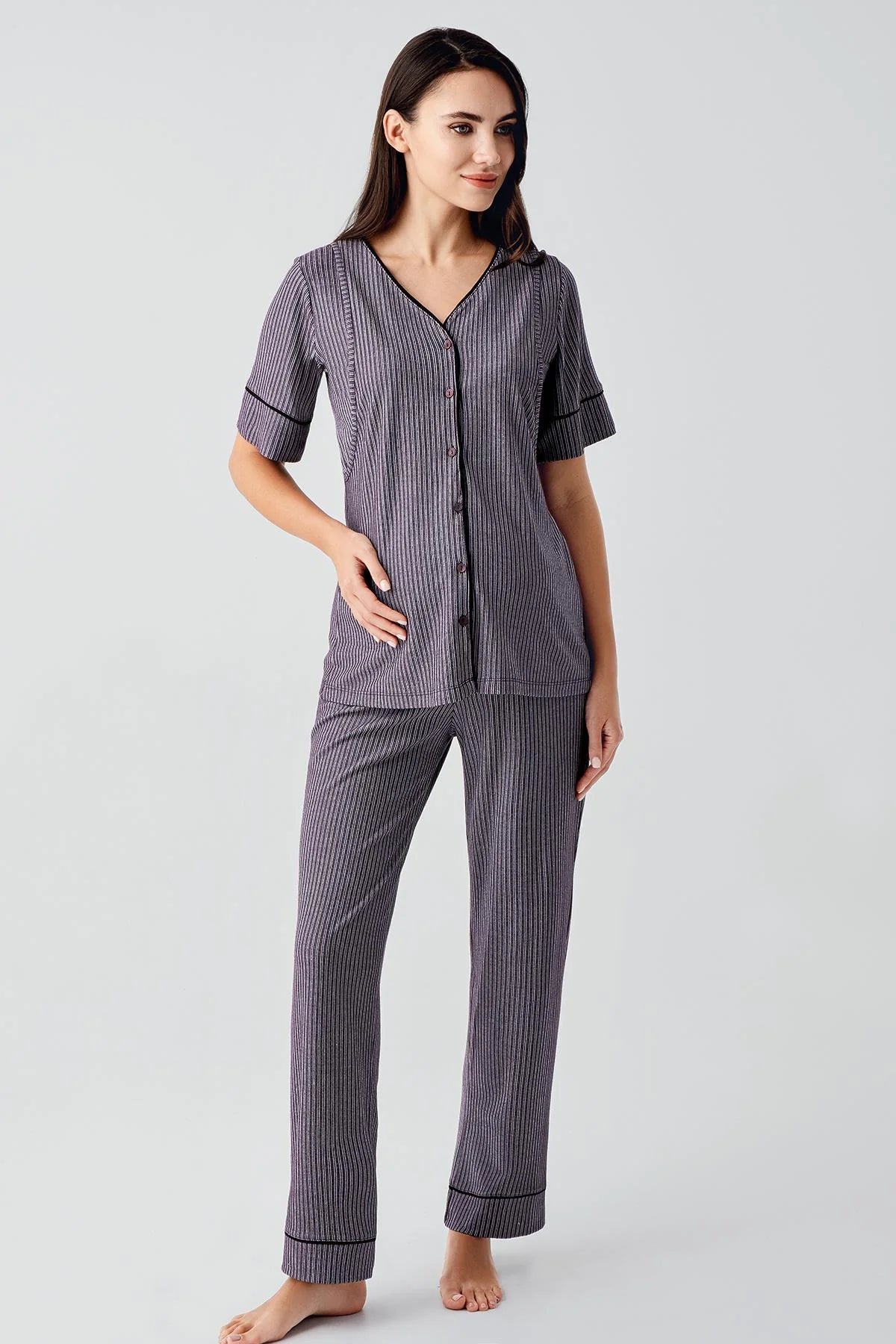 Double Breastfeeding 4-Piece Maternity Feeding-Friendly Set Purple - S406209