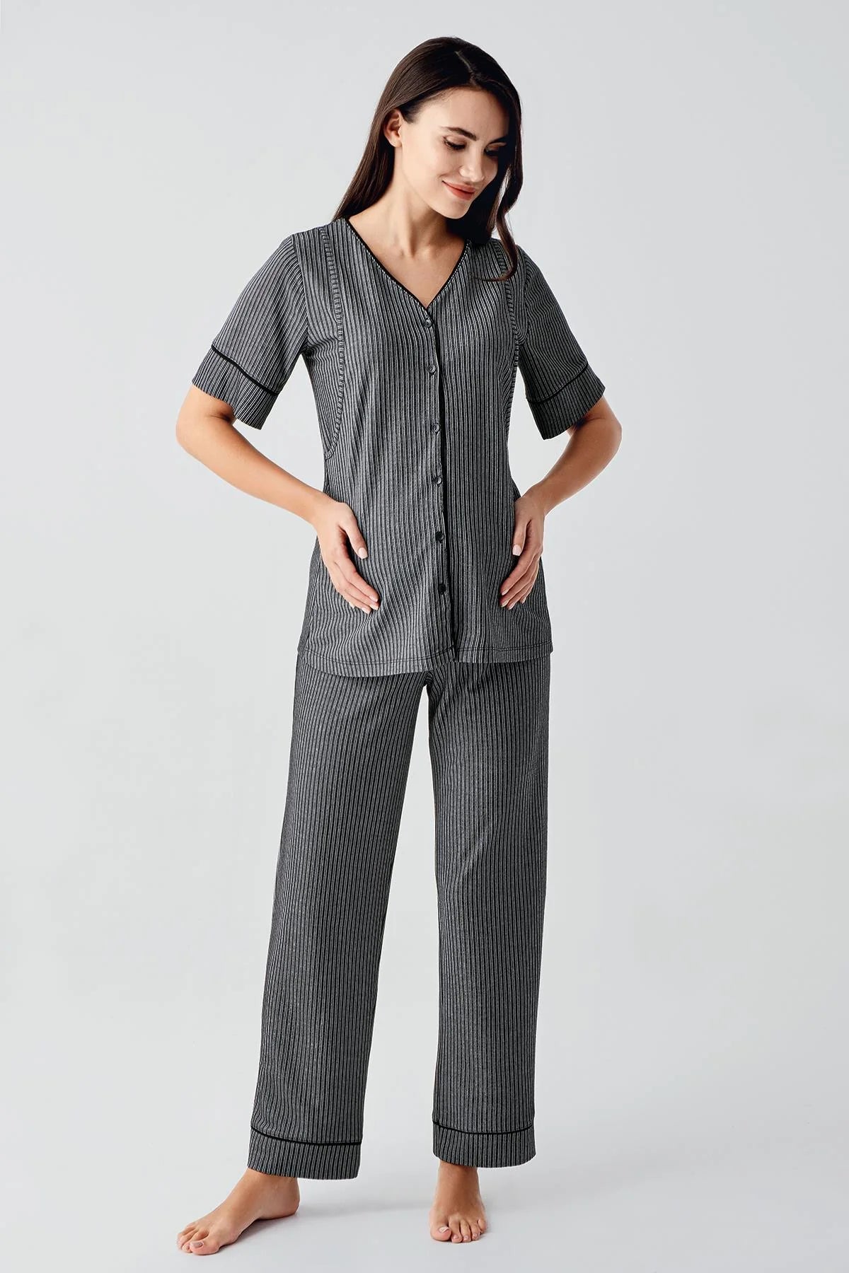 Double Breastfeeding 4-Piece Maternity Feeding-Friendly Set Black - S406209