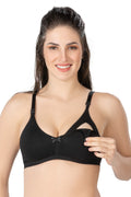 Soft Modal Cotton Nursing Bra Curvy-Friendly Everyday Comfort Black - 1421