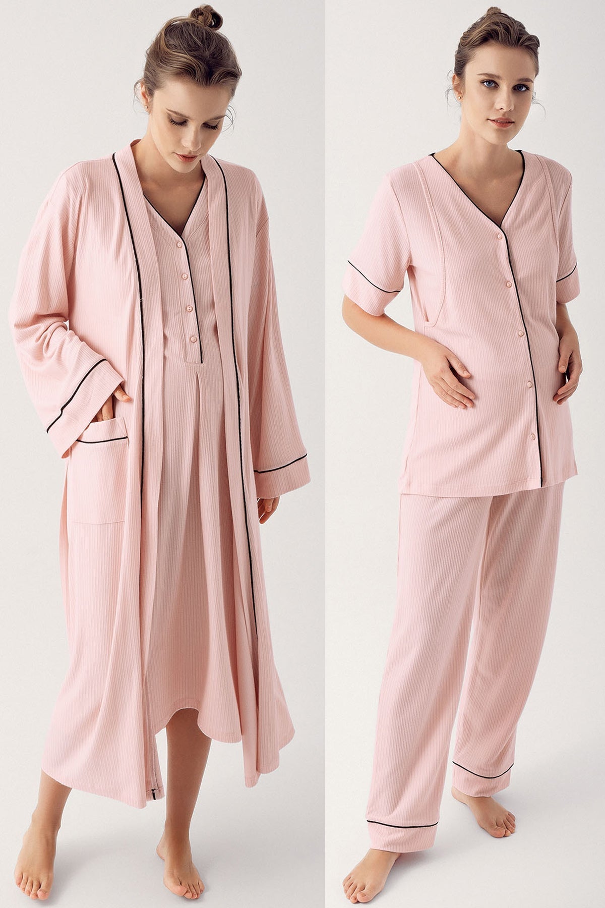 Double Breastfeeding 4-Piece Maternity Feeding-Friendly Set Pink - S406209