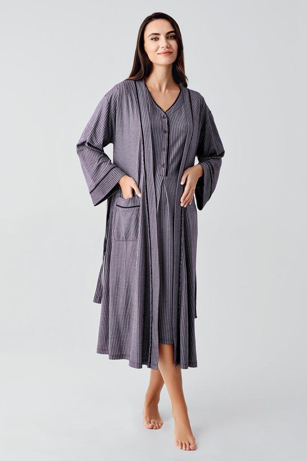 Double Breastfeeding 4-Piece Maternity Feeding-Friendly Set Purple - S406209