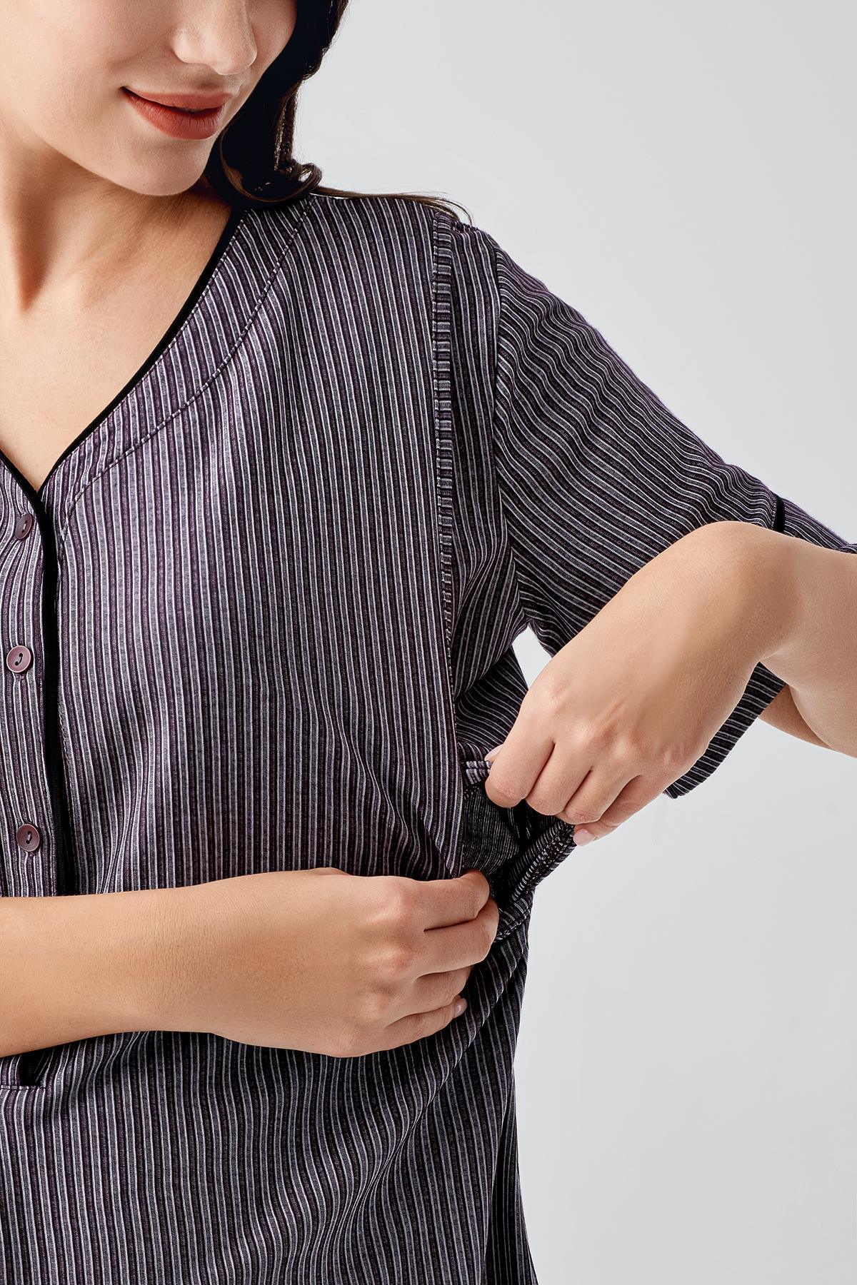 Double Breastfeeding 4-Piece Maternity Feeding-Friendly Set Purple - S406209