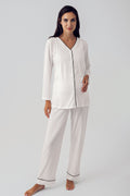Double Breastfeeding Maternity Feeding-Friendly Pajama Set Ecru - S15207