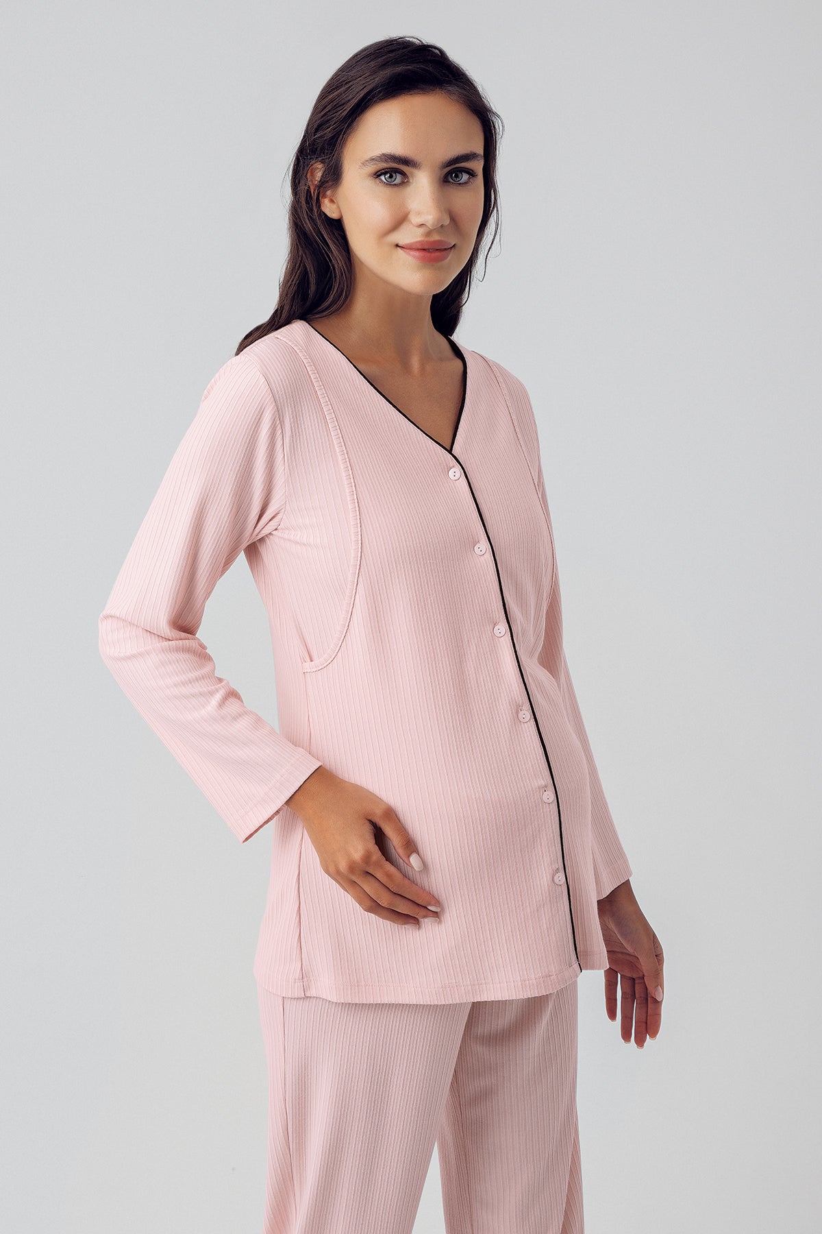 Double Breastfeeding Maternity Feeding-Friendly Pajama Set Powder - S15207