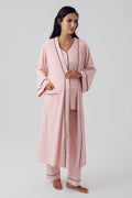 Double Breastfeeding 3-Piece Maternity Feeding-Friendly Pajama & Robe Set Powder - S15307