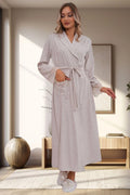 Lace Sleeve Maternity Robe Mink - C1543