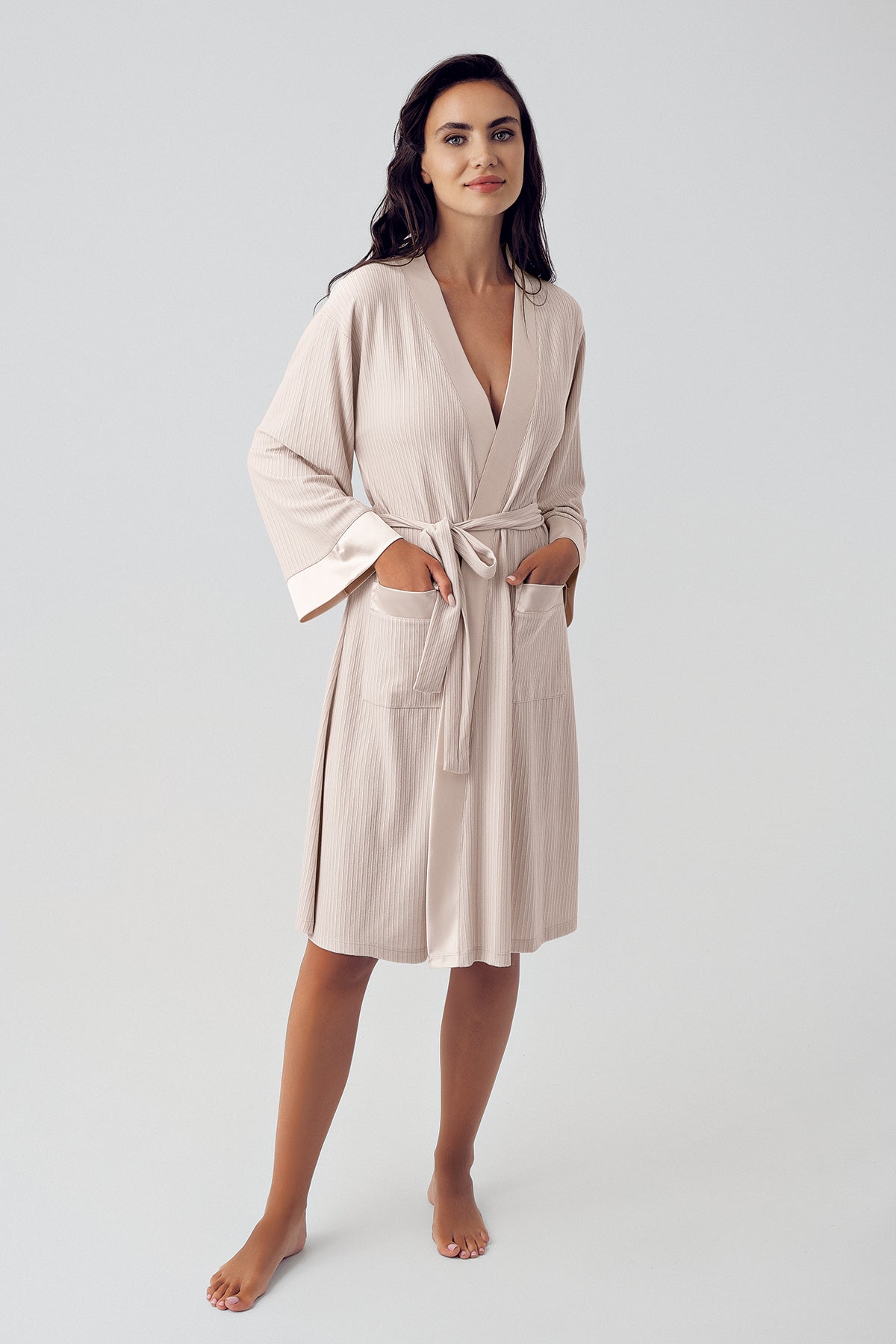 Bias Detailed Maternity Robe Beige - S15506