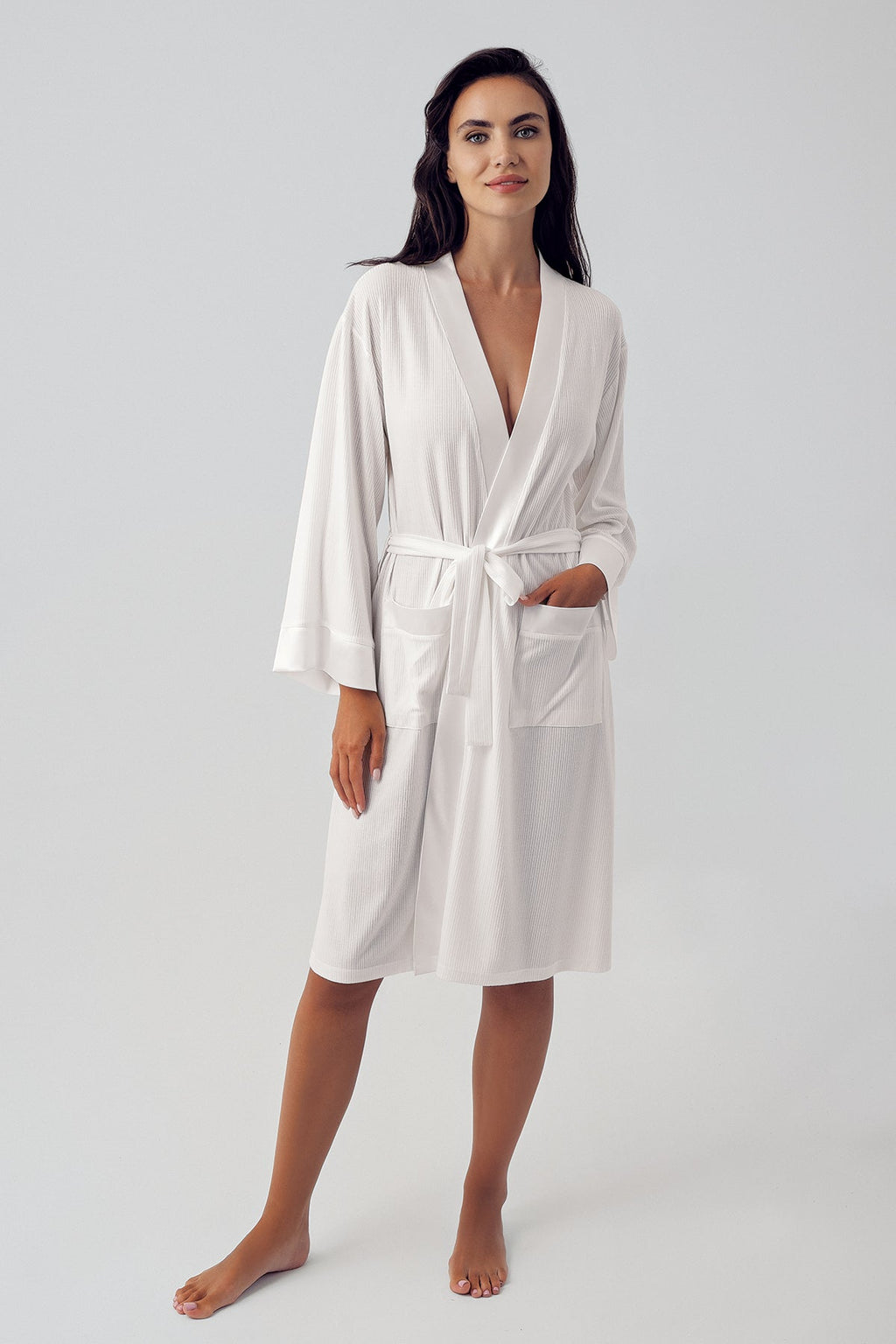 Bias Detailed Maternity Robe Ecru - S15506