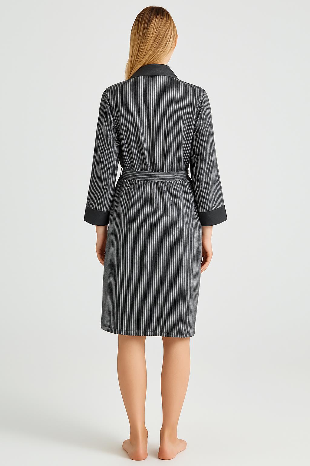 Bias Detailed Maternity Robe Black - S15506