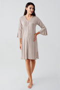 Strip Maternity Feeding-Friendly Nightgown Beige - S16107