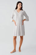 Strip Maternity Feeding-Friendly Nightgown Grey - S16107