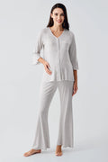 Strip Maternity Feeding-Friendly Pajama Set Grey - S16207
