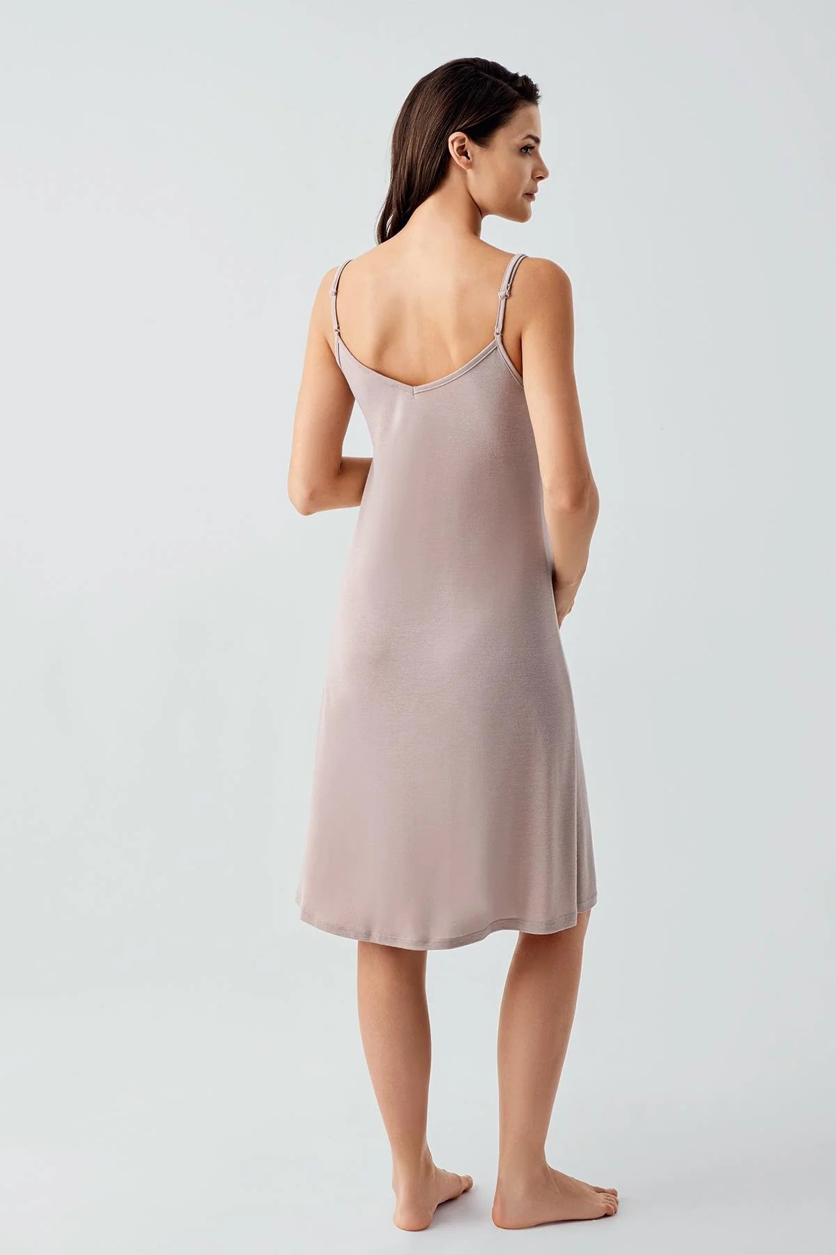 Strappy Maternity Feeding-Friendly Nightgown Mink - S17101