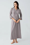 Lace Detailed Plus Size Maternity Feeding-Friendly Nightgown Grey - S17110