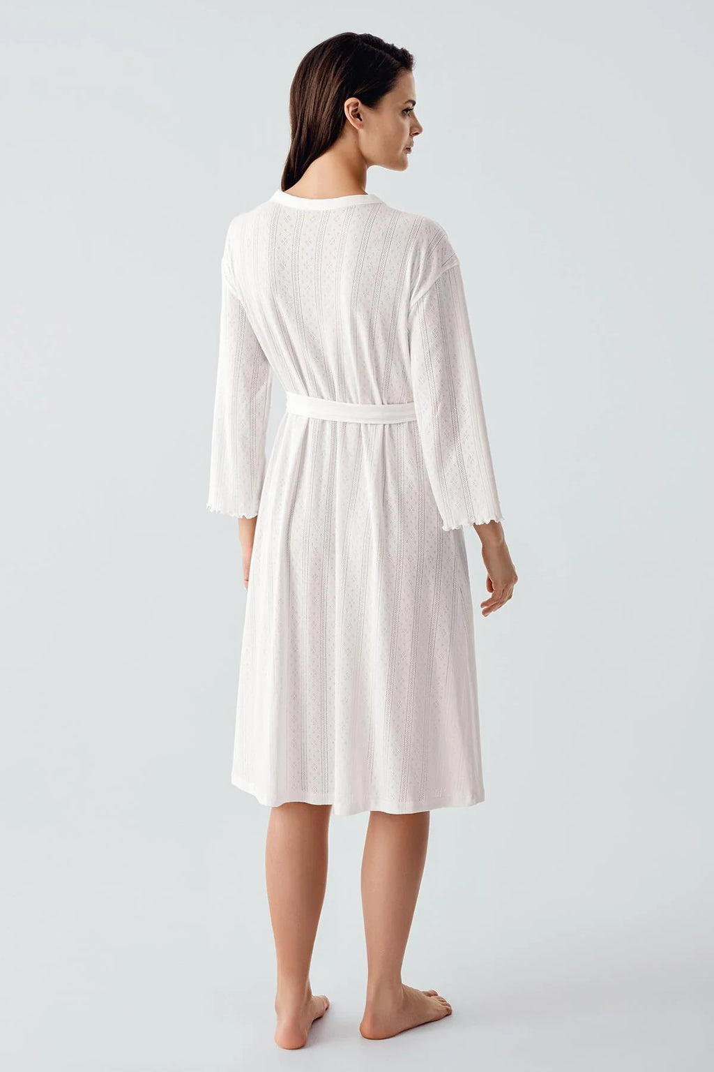 Hidden Breastfeeding Panel Maternity Feeding-Friendly Nightgown & Robe Set Ecru - S17408