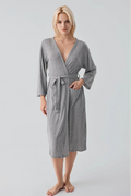 Eyelet Cotton Maternity Robe Gray - S17508
