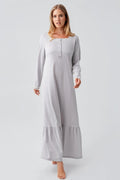 Lace Collar Cotton Plus Size Maternity Feeding-Friendly Nightgown Grey - S18100