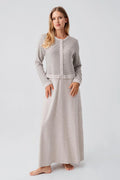 Soft Texture Maternity Feeding-Friendly Nightgown Beige - S18102