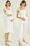 Lace Shoulder 4-Piece Maternity Feeding-Friendly Set Ecru - E202303